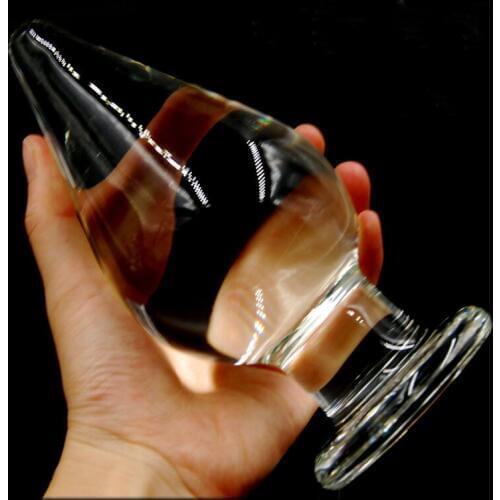 Waterproof super Big 16*7.5cm Pyrex Glass Dildo Crystal Penis Long Glass Sex Toys Large Anal Plug Butt Beads Unisex Anus Balls