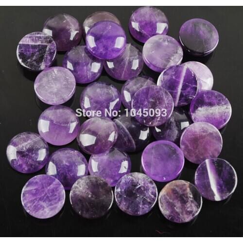YOWOST Free Shipping Natural Amethysts Gem Stone Round Cabochon CAB No Hole Jewelry 16x6MM 20pcs/lot QU3028