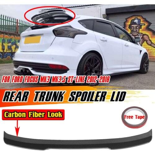 ST-LINE Car Rear Trunk Spoiler Extension Lip For Ford Focus MK3 MK3.5 ST-LINE 2012-2018 Car Rear Spoiler Wing Trunk Lip Cap