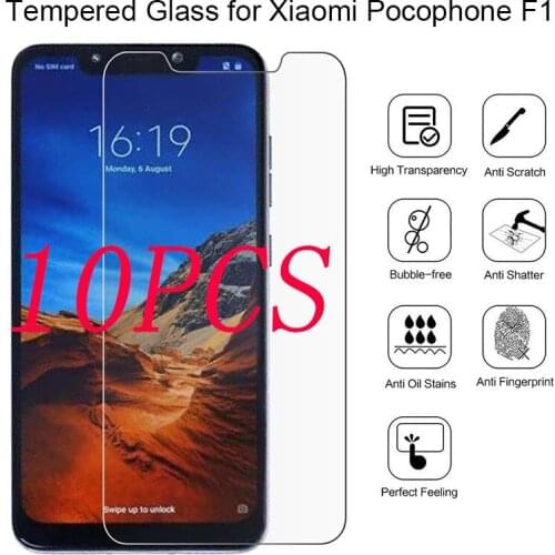 10PCS Wholesale Tempered Glass For Xiaomi Pocophone F1 Protective Phone GUard For Xiaomi Poco phone F1 Case Friendly Glass Film