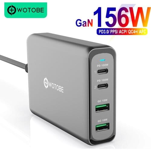WOTOBE 156W GaN Charging station,USB C PD100W PPS super fast charger 2.0 PPS QC4 for MacBook iPad iPhone Samsung XIAOMI Laptop