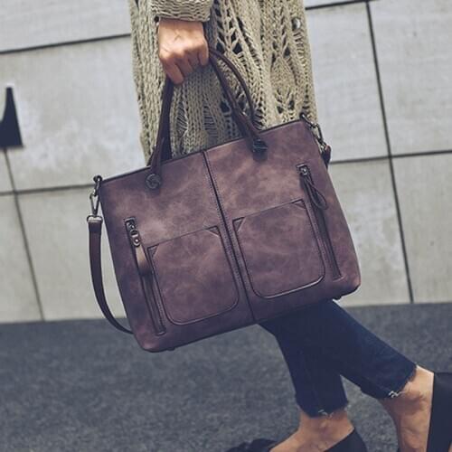 2020 New Retro Fashion Female Big Bag Quality PU Leather Womens Designer Handbag Ladies Briefcase Tote Shoulder Messenger Bags