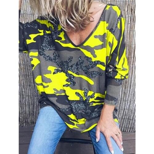 Winter Spring Women Tops Plus Sizes Tees Camouflage Vintage Femme Shirts Hoodies Loose Casual Befree Boho Full Long Sleeve