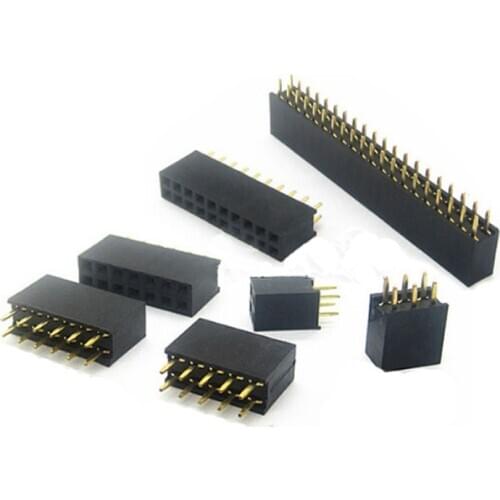 10pcs 2.54mm 2x2/4/6/8/10/12/14/16/18/20/30/40Pin Double Row Straight Female 2-40P Pin Header Socket Connector