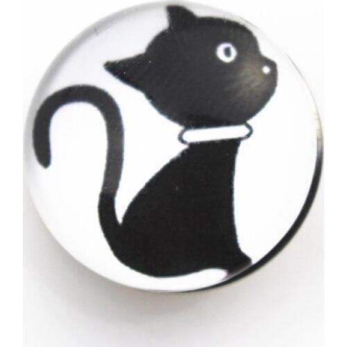 20pcs/lot Glass Black Cat Snap Buttons Diy 18mm Snap Jewelry Pendants Bracelet&Bangles Snaps Necklace Charms