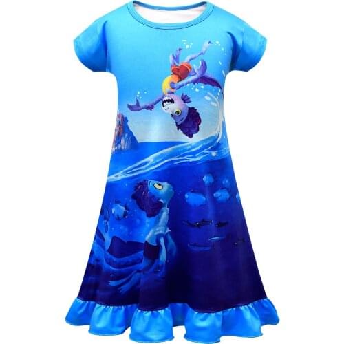 2021 Cartoon Luca Alberto Sea Monster Girls Pajamas Dresses Nightdress Baby Girls Summer Nightgown Clothes Sleepwear free ship