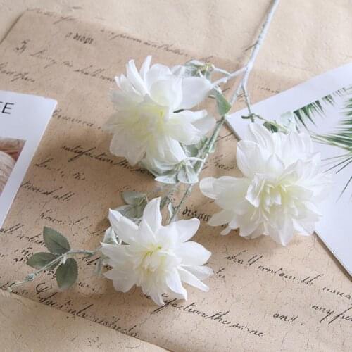 3 Heads Artificial Dahlia Chrysanthemum Home Decor For Wedding Decoration DIY Flower Wall Gift Box Craft Fake Flower For Gift