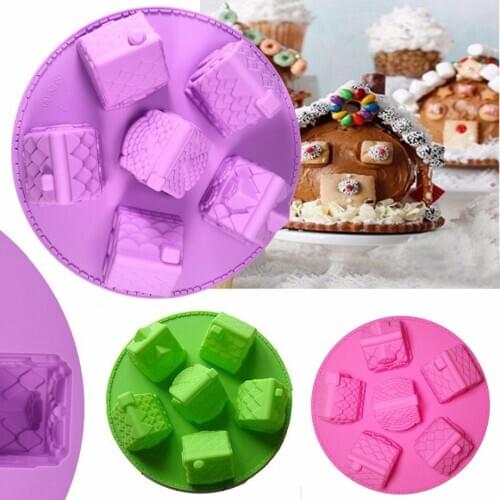 3D Mini Houses Cake Mold Gingerbread Houses Silicone Cake Mold Baking Tools