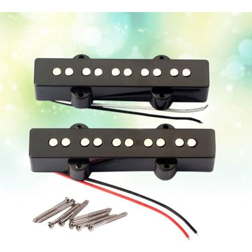 5 String Electric Bass Pickups Bridge Neck Pickups Set for Jazz JB Bass Guitar Open Style Guitar Parts and Accessories GMB08 Bla