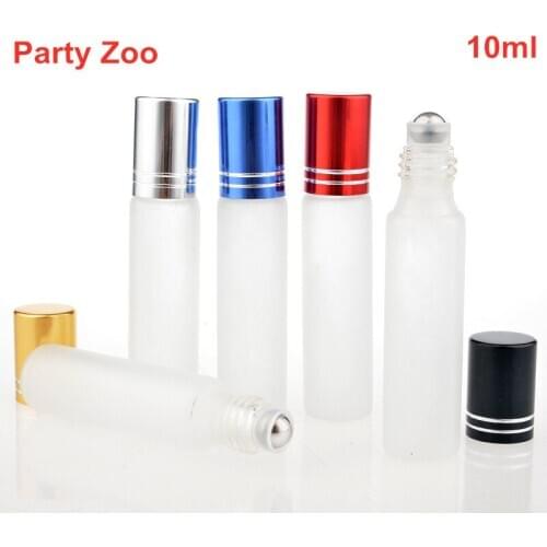 500 X 10ml Portable Frosted Roller Ball Perfume Bottles Empty Essential Oil Roller Bottle Packing Vials Colorful Cap Wholesale