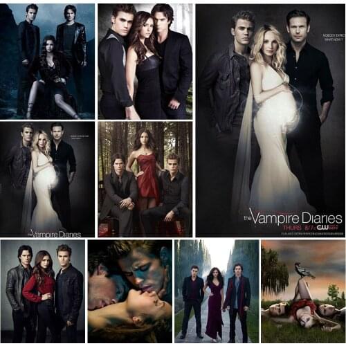5D DIY Diamond Painting "the Vampire Diaries Poster" Diamond Embroidery Diamond Mosaic Full Cross Stitch Kit Home Decoration