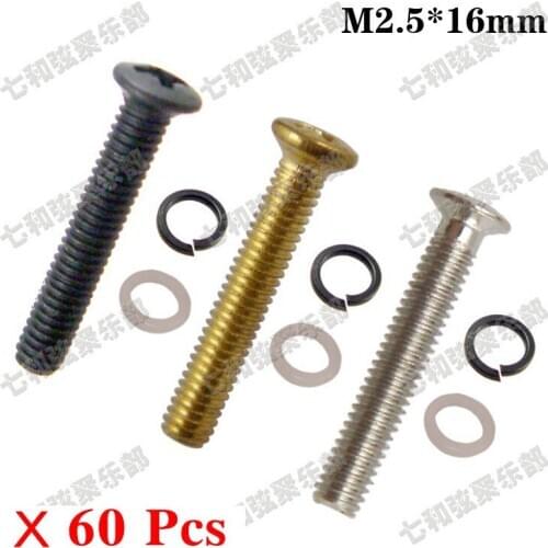 60 sets M2.5*16mm Guitar BASS Tuning Peg Machine Head Button knob Handle Mounting Screws & Ferrules 3 Colors for choose