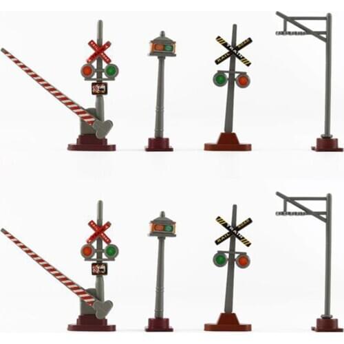 8Pcs/Set 1:87 HO Scale Railway Scene Decoration Traffic Sign Model for Sand Table Building - Type Random