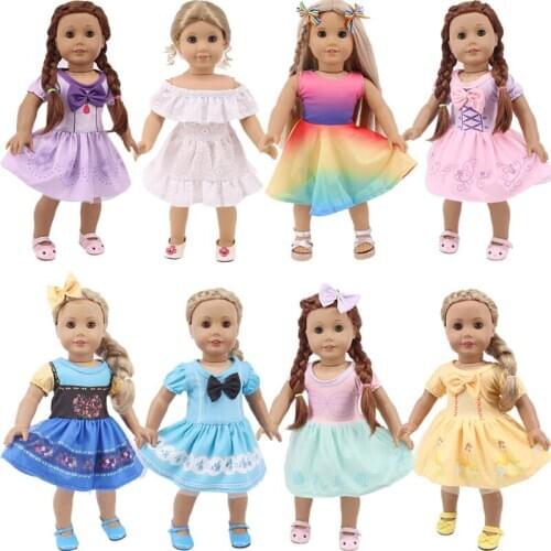 9 Style Princess Bow Rainbow Dress Party For 18 Inch American And 43 Cm Born Baby Doll Clothes Accessories,Our Generation
