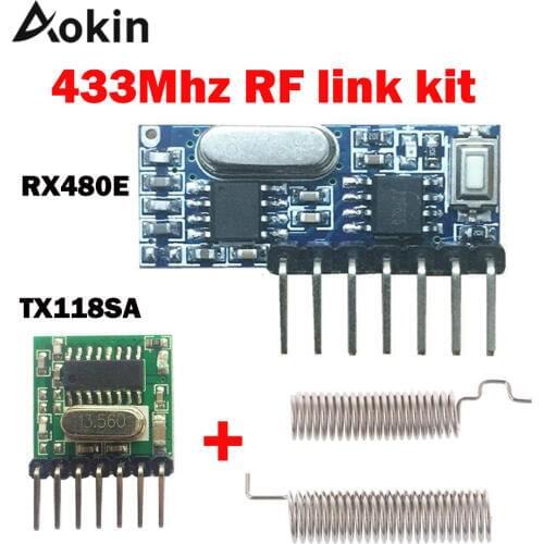 Aokin RF 433MHZ Wireless Receiver Module RX480E Transmitter Receiver Learning Code Decoding 1527 4 Channel For Arduino Diy Kit
