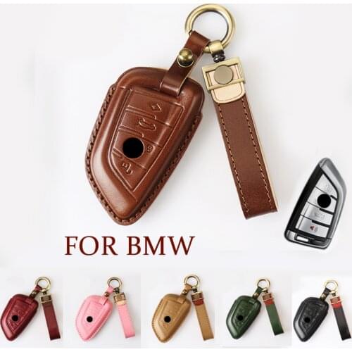 Genuine Leather Car Key Fob Cover Case Shell For BMW 3 5 7 Series X3 X4 X5 X6 X7 G20 G21 G30 G01 G02