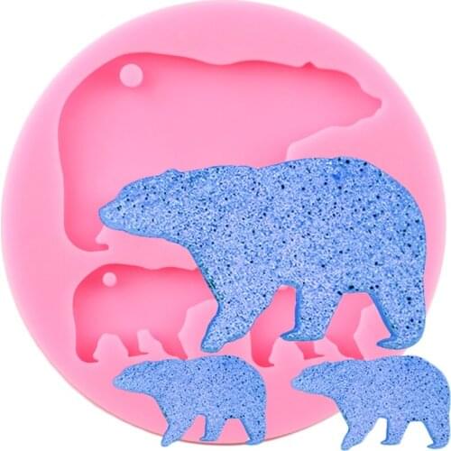 Shiny Glossy Bear Keychain Silicone Mold Polymer Clay Pendant Molds Fashion Jewelry DIY Handmade Charms Mould