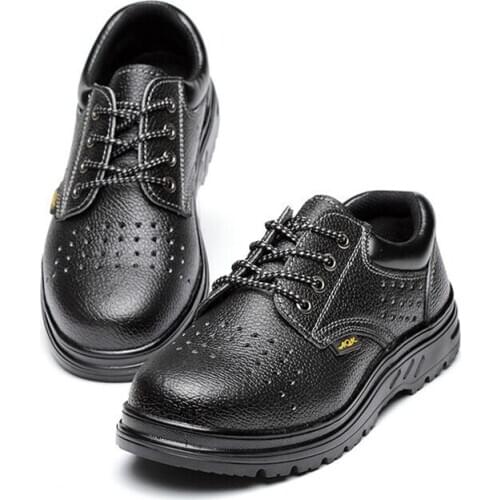 Black Genuine Leather Steel Toe Safety Boots Men Indestructible Safty Shoes Men Work Boots for Men Anti-puncture Work Shoes