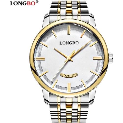 Fashion LONGBO Quartz Watch lovers Watches Women Men Couple Lovers Business Gift Analog Steel Wristwatches Fashion Casual Gold