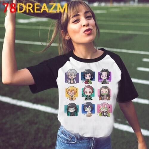 Demon Slayer Kimetsu No Yaiba top tees women plus size kawaii vintage couple clothes summer top top tees ulzzang white t shirt