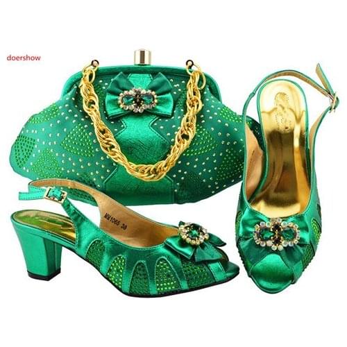 Doershow African Matching Shoes and Bags Italian In Women Italian Shoes and Bags To Match Shoe with Bag Set Nigerian shoe SFG1-9