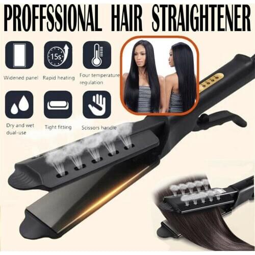 Electric Hair Straightener Tourmaline Four-gear Ceramic Flat Iron Ionic Steam Hair Straightener Vapor Straightening Irons Widen