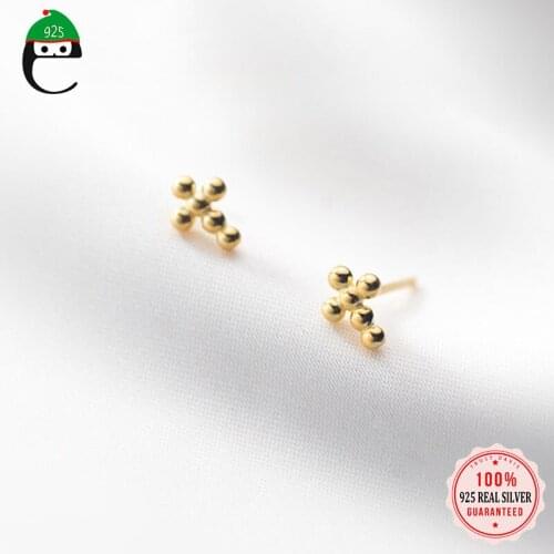 ElfoPlataSi Real 925 Sterling Silver Fashion Sweet Cross Stud Earring For Women Wedding Birthday Valentines Day Jewelry DB537