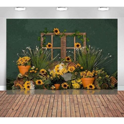 Birthday Backdrop Yellow Ballon Flowers One Year Old Celebration Party Photozone Photo Shoot Photocall Photo Studio