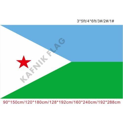 KAFNIK,free shipping 90x150cm/128*192cm/160*240cm/192*288cm big flags Djibouti Flag for Indoor Outdoor Decorative