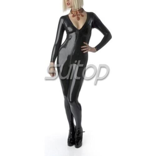 Suitop latex fetish catsuit with socks for women