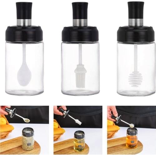 Kitchen Spice Jar Dispenser Bottle Salt Container Wide Mouth Glass Jars with Lids Jar Cooking Tools