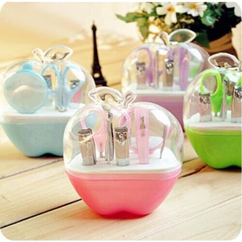 Stainless Steel Apple Shaped Nail Kit Manicure Set Pedicure Scissor Tools Bridal Shower Wedding Favors Party Gifts LX1041