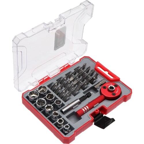 PENGGONG 28Pcs Ratchet Wrench Bit Multi-Functional Mini Screwdriver Set 1/4inch Driver Socket Set Screwdriver Kit Repair Tool CN