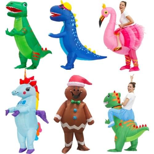 Adult Dinosaur T-rex Inflatable Costumes Halloween Cosplay Costume Rose Red Flamingo Unicorn Party Role Play Disfraces