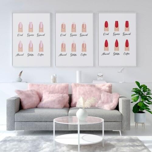 Nail Shapes Wall Posters and Prints Decor Makeup Gifts Nail Type Guide Art Canvas Painting Pictures For Beauty Salon Decoration