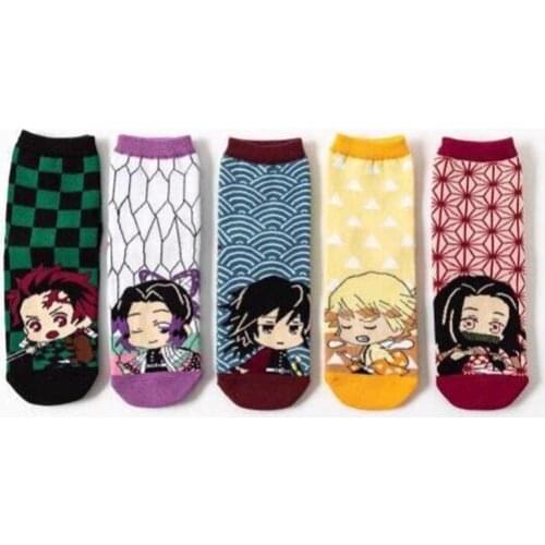 Anime Demon Slayer Short Socks Kimetsu No Yaiba Cartoons Sock Kamado Tanjirou Kamado Nezuko Cotton Halloween Gift Cosplay