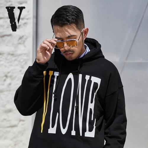 New VLONE Hoodies Sweatshirts Mens Hem Destruction Yellow Big V Casual Couple Hoodie Street Girl Trend