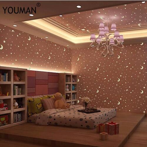 Wallpapers Youman 3D Waterproof Wallpaper Luminous star fluoresce for walls in rolls for bathrooms for kids room for living room