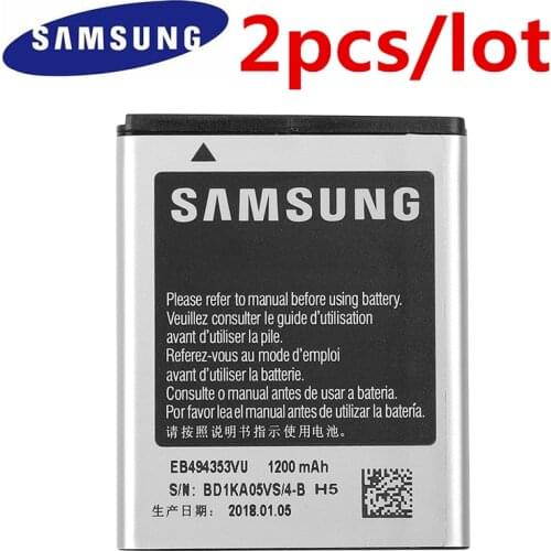 2pcs/lot Original Samsung Battery For SAMSUNG S5330 GT-S5570 i559 S5570 S5232 C6712 S5750 Genuine Battery EB494353VU 1200mAh