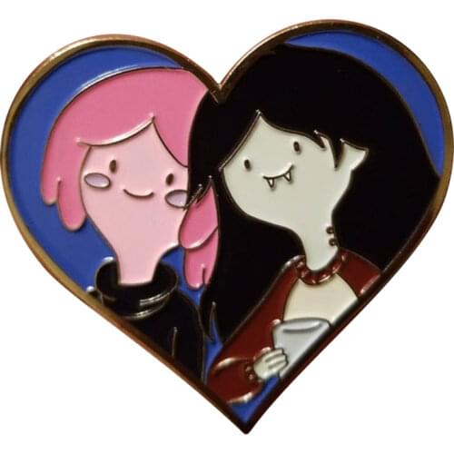 Couple Princess Bubblegum and Marceline enamel pin Steven Universe Adventure Time Marcy and Bonnie love heart pin