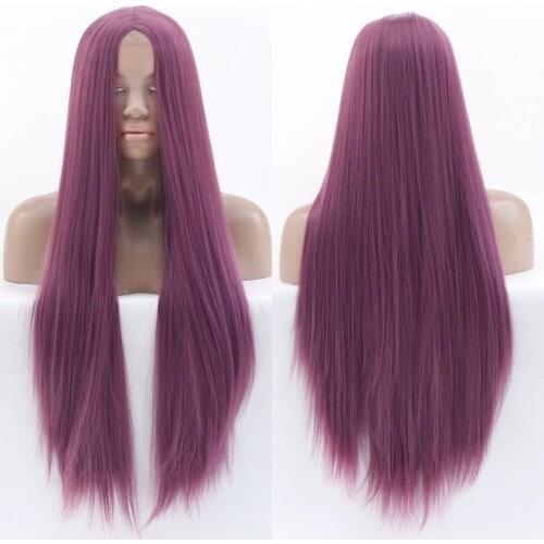 MHAZEL Purple Color Long Straight Hair Lace Front Wig Gluless Heat Resistant Synthetic Lace Front Wig for Black Women