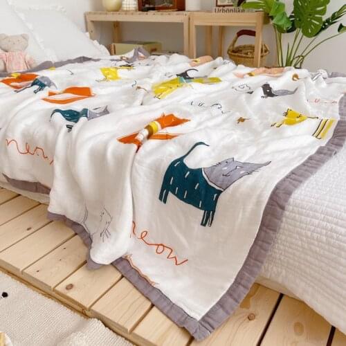 Newborn Baby Swaddle Muslin bamboo Cotton 4 Layer adult soft summer muslin blanket bedspread Summer Bedding Sofa Quilt 150*200cm