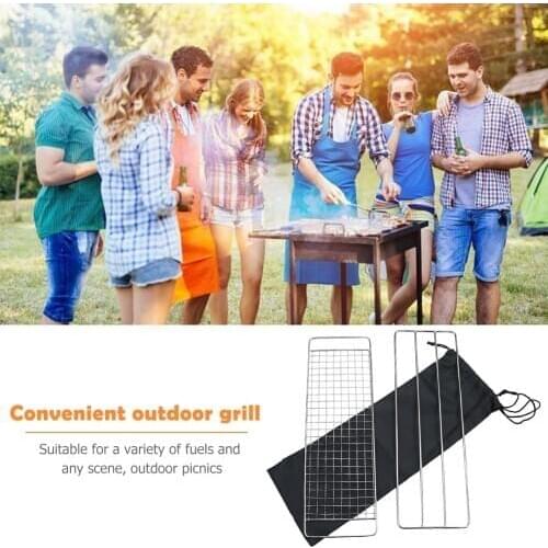 Stainless Steel BBQ Grill Racks Portable Net Mesh Outdoor Camping Picnic Barbecue Baking Tool