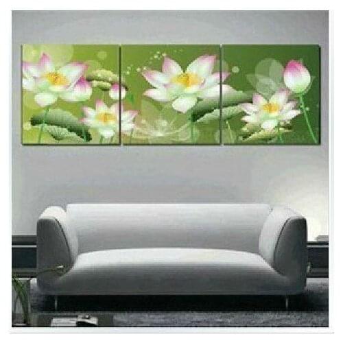 Embroidery Package High Quality Triple Lotus Wonderland Flower Cross Stitch Kits