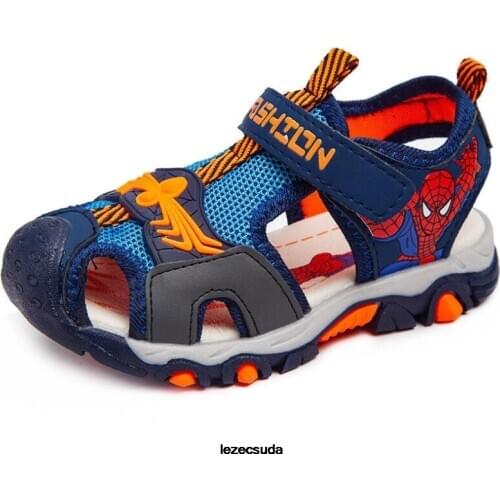 Summer Kid Shoes Brand Closed Toe Baby Boy Cartoon Spiderman Sandals Orthopedic Sport Pu Leather Girls Soft Toddler Beach Sandal