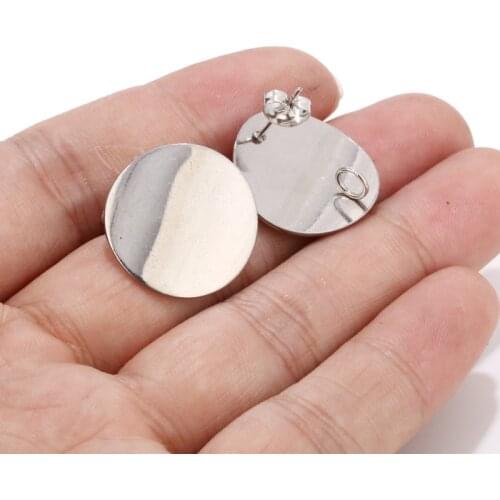 20mm New Stainless Steel Ear Stud round Post with Loop Earring Findings