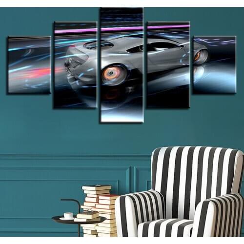 Technology Concept Sports Car Modern Canvas HD Prints Posters Home Decor Wall Art Pictures 5 Pieces Art Paintings No Frame
