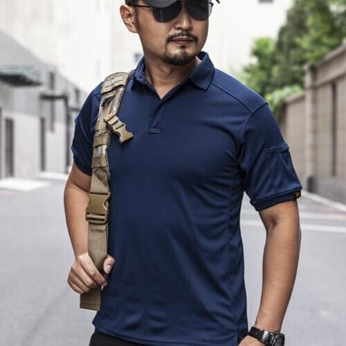 Outdoor Quick Dry Tactical T-shirt Mens Summer Thin Breathable Lapel Short Sleeve Shirt Tops Army Fans Military Sports T Shirt