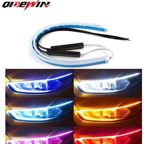 Ultra thin light guide strip daily running light LED two-color running water lamp is equipped with white and yellow decoration