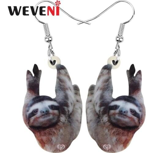 WEVENI Acrylic South American Sloth Bradypod Earrings Animal Drop Dangle Jewelry For Women Girls Teens Hot Sale Charms Gift Bulk